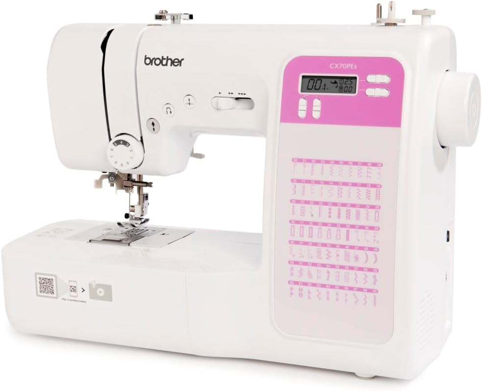 CX70PES (Nouveau Modèle) - Machine à coudre électronique avec 70 points de Couture, Blanc