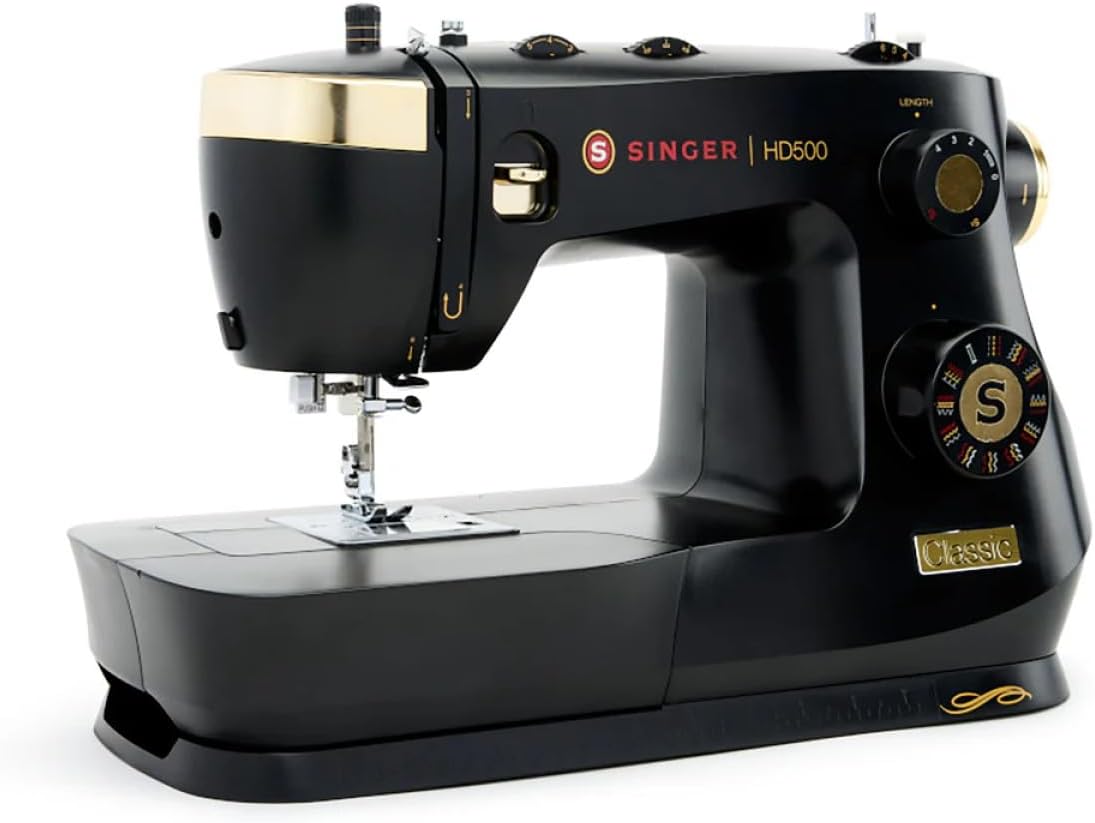 SINGER Heavy Duty 500 Classic Machine à coudre mécanique, pied de biche extra haut, 32 points, cadre en métal extra stable et bras libre
