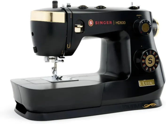 SINGER Heavy Duty 500 Classic Machine à coudre mécanique, pied de biche extra haut, 32 points, cadre en métal extra stable et bras libre