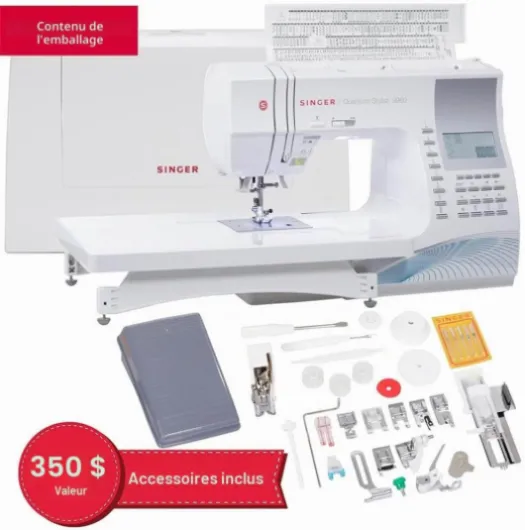 SINGER Quantum Stylist 9960 Computerized Portable Sewing Machine with 600-Stitches Electronic Auto Pilot Mode, Extension Table and Bonus Accessories, Perfect for Customizing Projects