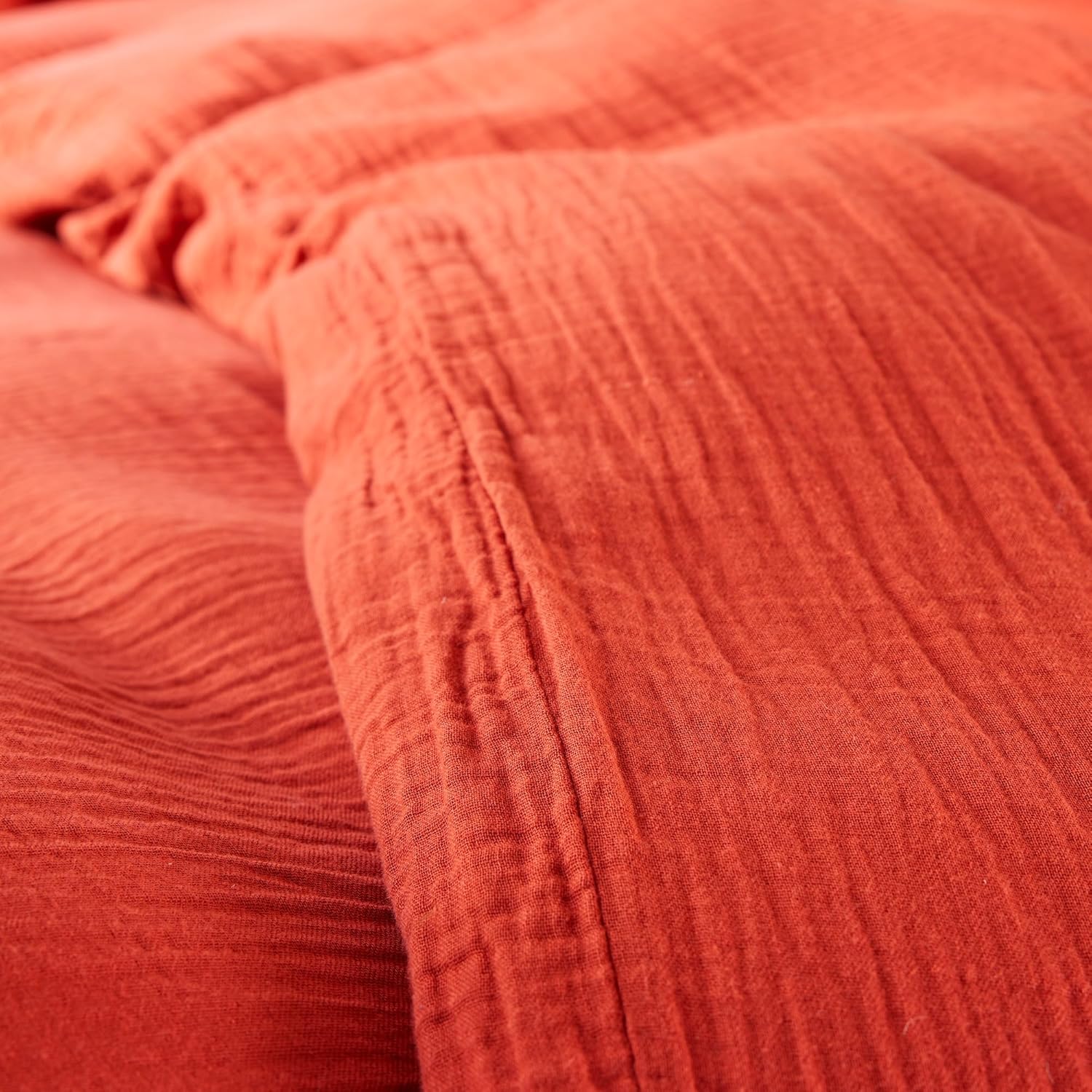 Parure de couette "Gaze de Coton" 140 x 200 pour lit 1 place (Terracotta)