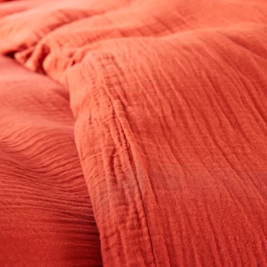 Parure de couette "Gaze de Coton" 140 x 200 pour lit 1 place (Terracotta)