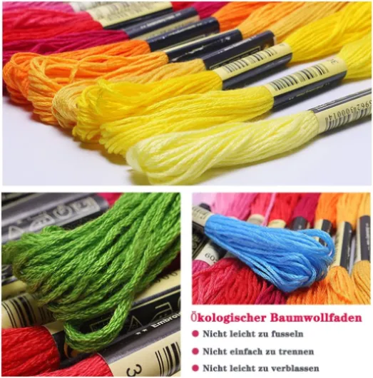 Fils à Broderie Kit pour Broderie Point de Croix Coudre des Outils Accessoires, 100 Couleurs