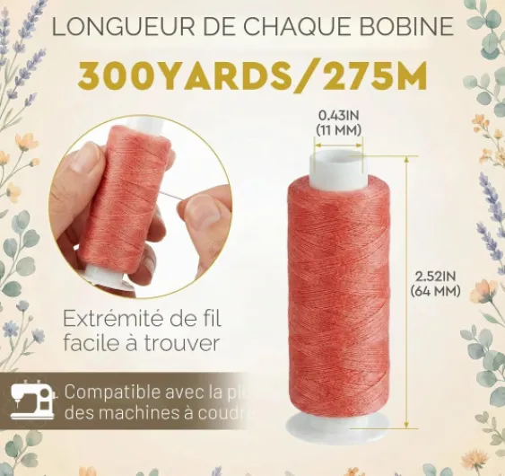 100 Couleurs Fil à Coudre Kit Fils Polyester avec 10 Aiguilles à Coudre, 2 Enfile-Aiguille, Ciseaux à Fil à Coudre et Aiguille Perle pour Couture à la Main ou à la Machine