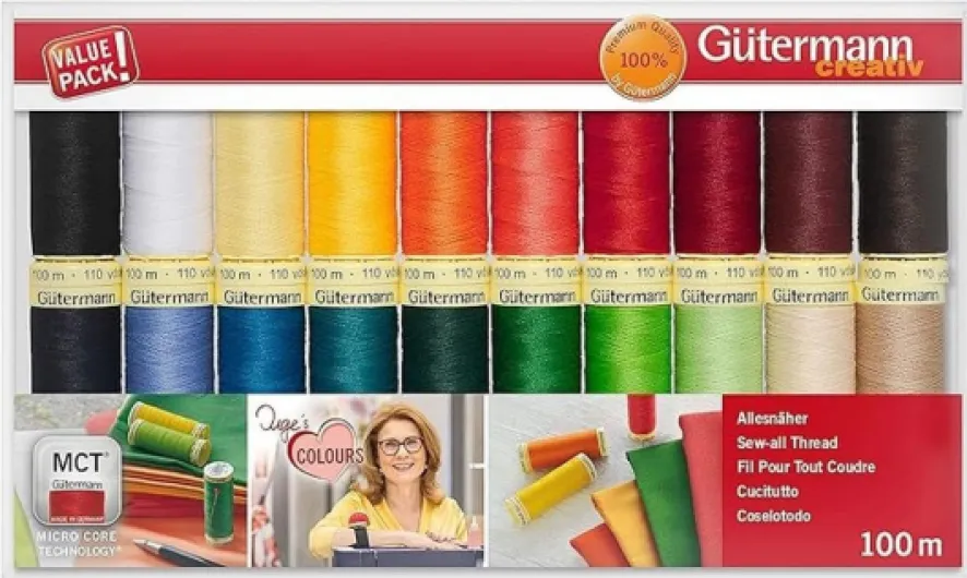 Gütermann creativ Set de fil à coudre avec 20 bobines de fil Pour Tout Coudre 100 m dans les coloris préférés d’Inge Multicolore 20 x 100 m - Unique