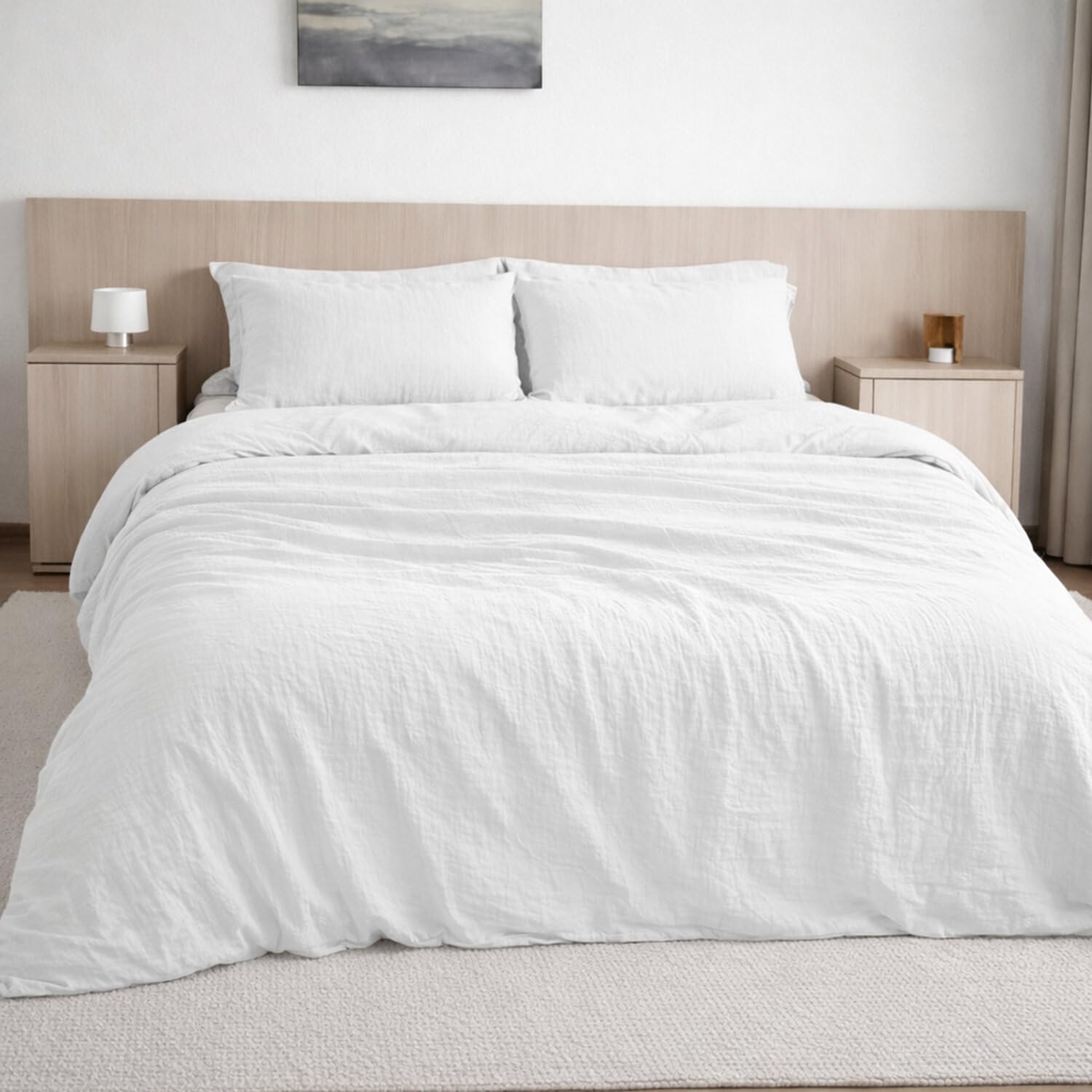 Baton Rouge Housse de Couette 220x240 cm Gaze de Coton Lavé Blanc Pur Blanc Pur 220x240 cm
