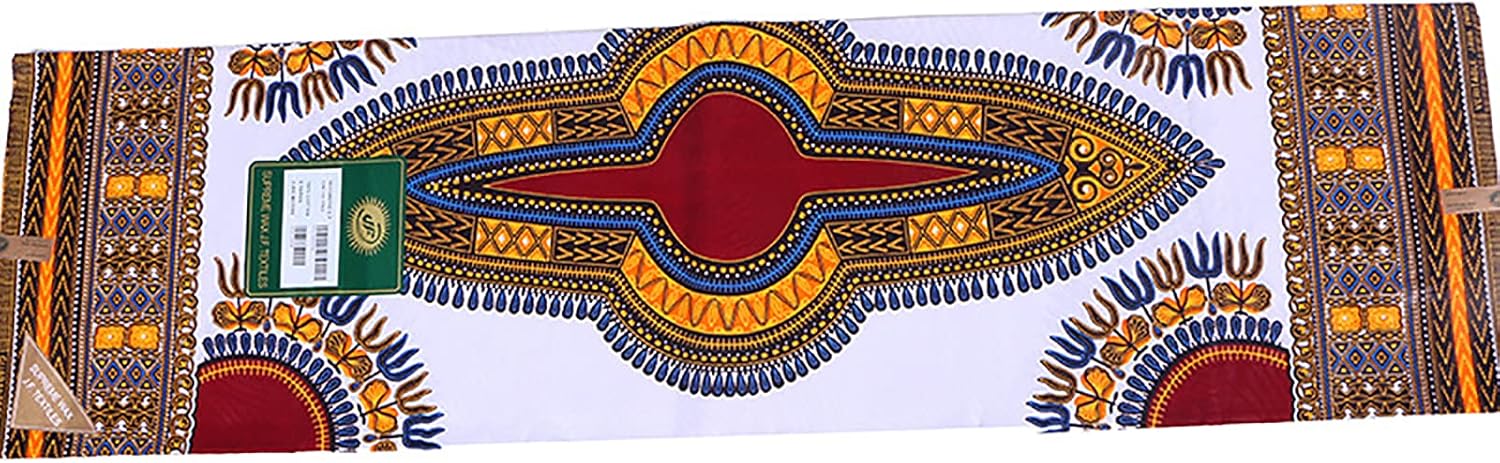 45,2 x 215,7/6 mètres Tissu africain ciré 100% coton imprimé Batik avec tissu décoratif imprimé double face, pour couture DIY, maison, ferme, fête, festival (Style 8)