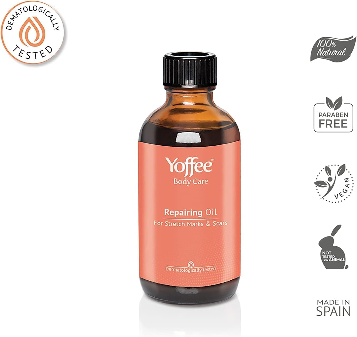 Repairing Oil - Huile Réparatrice idéale pour le massage-Ingrédients Actifs 100% Naturels-Élimine les Cicatrices et les Vergetures-Sans Parabènes ni Sulfates-Vegan/100ml- Fabriqué en Espagne