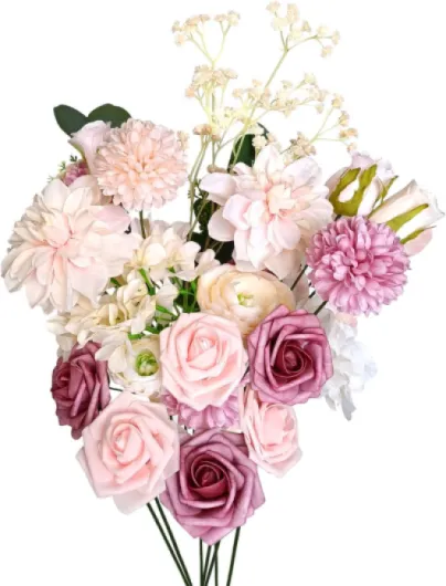 Fleurs Artificielles, Fleurs Soie, Fleurs avec Tige pour Bricolage Arrangement Floral Bouquet de Mariage Fête Maison Bébé Douche Décoration (Champagne Poudré