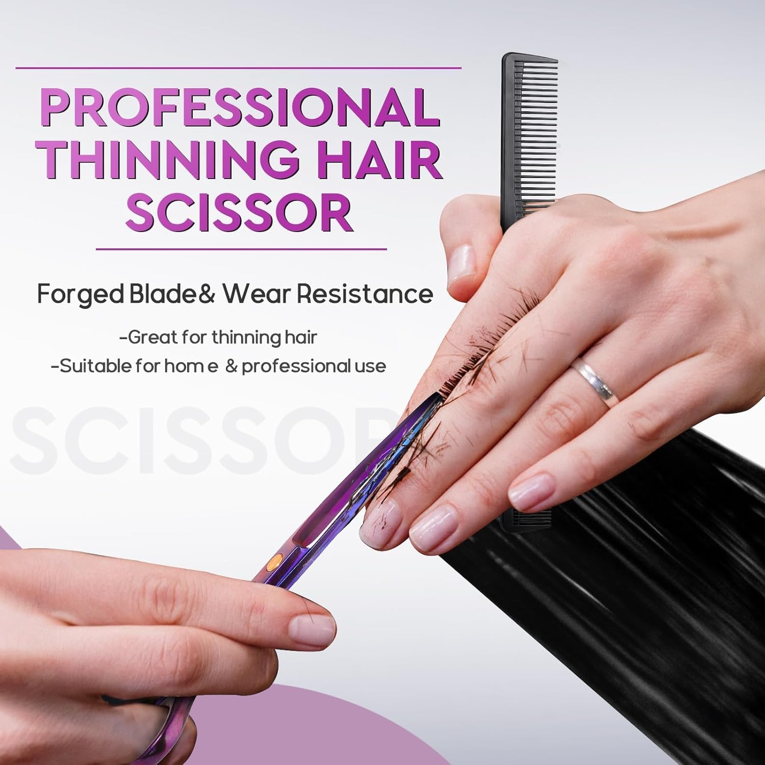 Set de ciseaux de coiffure professionnels - 10 pièces (coupe et taillage) - 6.5 pouces, violet Pourpre