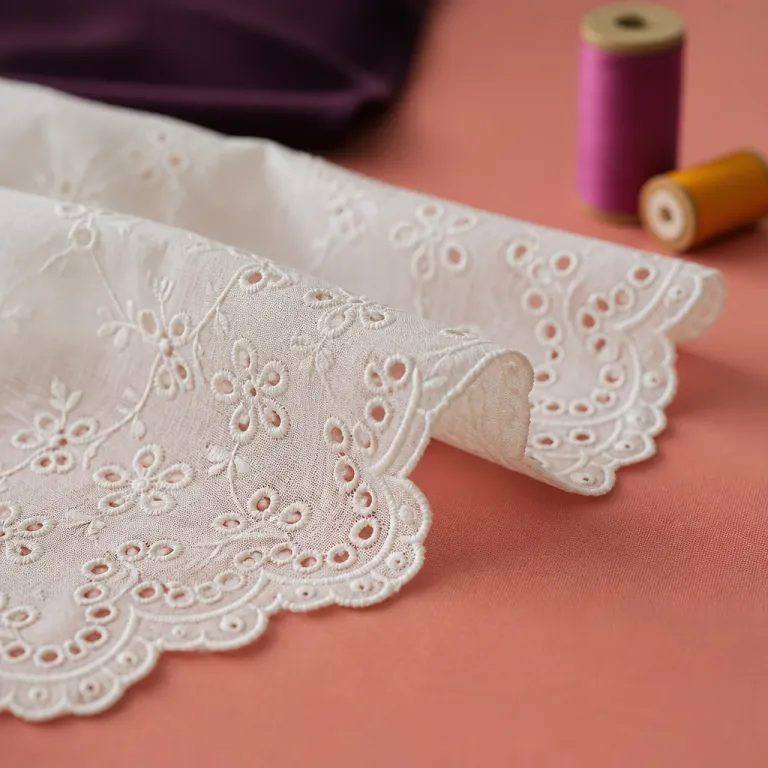 La broderie anglaise en coton et lin : l’art ajouré au service des créations haut de gamme