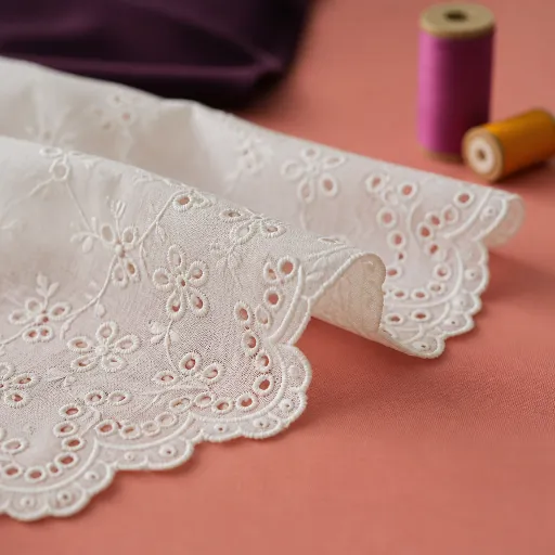 La broderie anglaise en coton et lin : l’art ajouré au service des créations haut de gamme